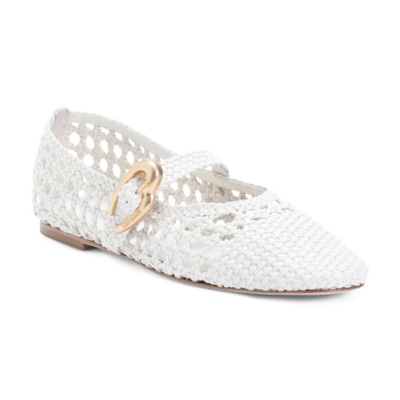 LARROUDE Handmade In Brazil Leather Verona Macrame Ballet Flats - Picture 1 of 3